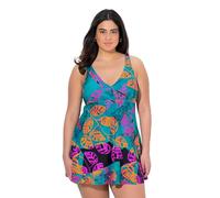 Ulla Popken Badekleid, Blätter, Softcups, Powermesh-vorderfutter Costume Intero, Nero, 58-60 Donna