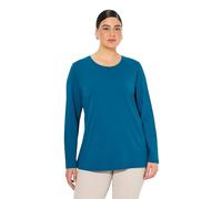 Ulla Popken Basic-Shirt, Rundhalsausschnitt, Slim, Baumwolle T, Blaugrün, 58-60 Donna