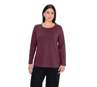 Ulla Popken Basic-Shirt, Rundhalsausschnitt, Slim, Baumwolle, T-Shirt Donna, Dunkle Beeren, 54-56