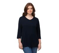 Ulla Popken Basic-Shirt T, Blu Marino, 56-58 Donna