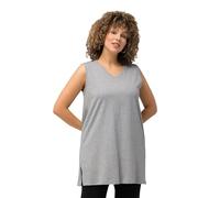 Ulla Popken Basic-V-Top Magliette, Hellgrau mélange, 52-54 Donna