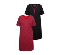 Ulla Popken Bigshirt, 2er-Pack, Zierkanten, Halbarm Maglia Lunga da Notte, Salsa, 52/54 IT Donna