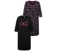 Ulla Popken Bigshirt da Donna, Confezione da 2, Girocollo, Tunica, Maniche a 3/4, Nero, 46/48, Nero, 52-54