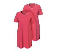 Ulla Popken Bigshirt da Donna, Taglie Forti, Taglie Forti, Confezione da 2, Girocollo/Scollo a V, Mezza Manica