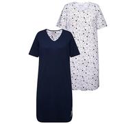Ulla Popken Bigshirts, 2er-Pack, Rundhals-/V-Ausschnitt, Halbarm Maglia Lunga, Blu Notte, 48/50 IT Donna