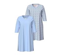Ulla Popken Bigshirts, 2er-Pack, V-Ausschnitt, Langarm Maglietta Grande, Azzurro, 52-54 Donna