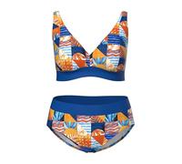 Ulla Popken Bikini con Fantasia a Quadri, Coppe morbide e Spalline Regolabili Blu Reale 56 846860750-56