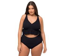Ulla Popken Bikini, Struktur, Rüsche, Softcups, Träger Verstellbar Set, Nero, XXXL Donna