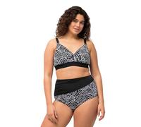 Ulla Popken Bikini, Zweiteiler, Linien, Softcups, Verstellbare Träger Swimwear-Set Copertura per Costume, Nero, 56 Donna
