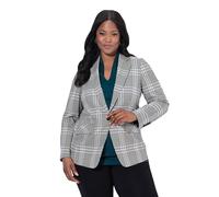 Ulla Popken Blazer con Design a Quadri, Revers e Maniche Lunghe Verde Intenso 44 842086759-44