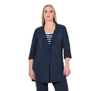 Ulla Popken Blazer con Revers, abbottonatura e Maniche a 3/4 Blu Notte Scuro 58+ 836165133-58+