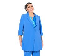 Ulla Popken Blazer con Revers, abbottonatura e Maniche a 3/4 Blu Pavone 54+ 836165740-54+