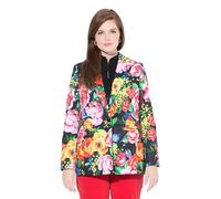 Ulla Popken Blazer da Donna con Stampa Floreale, Nero, 68