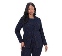 Ulla Popken Blazer da Donna in Tessuto Jacquard, Marina Oscura, 54