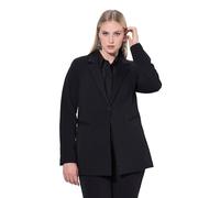 Ulla Popken Blazer di Comodo Jersey Elasticizzato con Taglio Svasato e Revers Nero 46+ 812754100-46+
