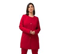 Ulla Popken Blazer Lungo di Jersey con Cuciture Decorative e Scollo Rotondo Rosso 46+ 815060530-46+