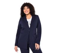 Ulla Popken Blazer, Punto di Roma, A-Linie, Reverskragen, Stretch, Marina, 62/64 IT Donna