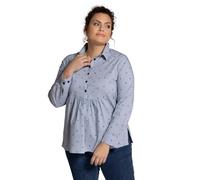 Ulla Popken Blusa con Punkt e Ankerprint Camicia da Donna, Bianco, 52-54