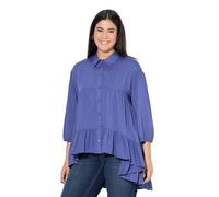 Ulla Popken Blusa dal Taglio Svasato con Orlo con Volant, Collo da Camicia e Maniche a 3/4 Lavanda 42+ 843061830-42+