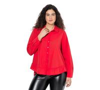 Ulla Popken Blusa dal Taglio Svasato con Orlo con Volant, Collo da Camicia e Maniche Lunghe Litchi 54+ 842170530-54+