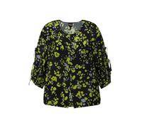 Ulla Popken Blusa dal Taglio Svasato con Pallini, Scollo a Girocollo e Maniche Lunghe Nero 58+ 830255100-58+