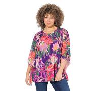 Ulla Popken Bluse, Doppellagig, Oversized, Rundhals, Halbarm Blusa, Coperta in Rete, Scollo Rotondo, Rosa Freddo, 56/58 IT Donna