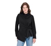 Ulla Popken Bluse, Drapiert, Hemdkragen, Langarm, Biobaumwolle Camicia da Donna, Nero, 64 IT/66 IT