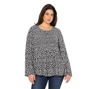 Ulla Popken Bluse, Gesmokt, Rundhals, Ausgestellter Langarm Camicetta Smock a Maniche Larghe, Champagne Luminoso, 52/54 IT Donna