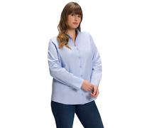 Ulla Popken Bluse, Oxford-gewebe, Kelchkragen, Langarm Camicia da Donna, Azzurro, 56/58