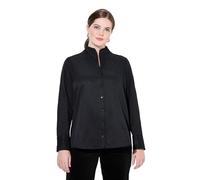 Ulla Popken Bluse, Oxford-gewebe, Kelchkragen, Langarm T-Shirt, Nero, 68 IT/70 IT Donna