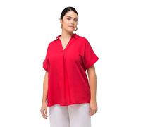 Ulla Popken Bluse, Rücken-knöpfe, Oversized, Zierfalte, Halbarm Camicia Oversize, Neon Rosso, 62-64 Donna