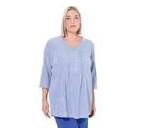 Ulla Popken Bubble-Tunika, Herzausschnitt, Biesen, 3/4-arm Tunica, Blu Cobalto, 48/50 Donna