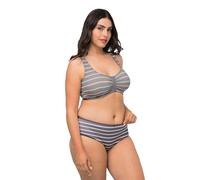 Ulla Popken Bustier, Strisce, Farfalla Reggiseno, Melange Grigio Scuro, 6D Donna