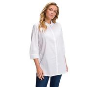 ULLA POPKEN Camicetta con crespatura a Bolle, Colletto da Camicia e Maniche a 3/4 Bianco Neve 62+ 797446200-62+