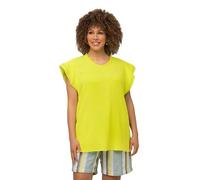 Ulla Popken Camicetta in Mussola con Maniche a Volant, Aline Camicia da Donna, Giallo-Verde, 56-58