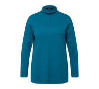 Ulla Popken Maglia a Costine con Collo Alto, Slim T-Shirt, Blu Oceano, 56-58 Donna