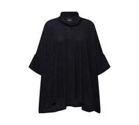 Ulla Popken Shirt, Glitzer-Effekt, Oversized, Rollkragen, Halbarm T, Blu Marino, 56/62 IT Donna