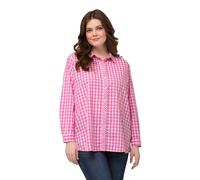 Ulla Popken, Camicia da Donna, Taglie Grandi, a Quadri, Fucsia, 52/54 IT