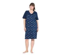 Ulla Popken Camicia da Notte con Fiori, Ricami, Scollo a V e Mezze Maniche Blu Notte 46+ 842586139-46+