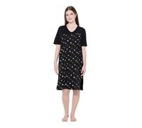 Ulla Popken Camicia da Notte con Fiori, Ricami, Scollo a V e Mezze Maniche Nero 50+ 842586100-50+