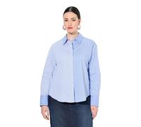 Ulla Popken Camicia dal Taglio Oversize con Righe, Collo da Camicia e Maniche Lunghe Azzurro 54+ 831384700-54+
