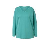 Ulla Popken camicia donna taglie forti scollo a V relaxed manica lunga 725334