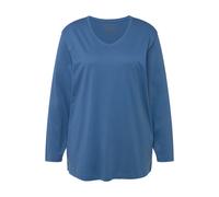 ULLA POPKEN Maglia dalle Linee morbide con Scollo a V e Maniche Lunghe Blue Jeans 54+ 725334722-54+