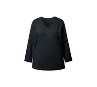 ULLA POPKEN Basic-v-shirt, Langarm, Magliette Donna, Schwarz, 48