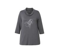 Ulla Popken camicia donna taglie forti stampa metallizzata scollo a cascata