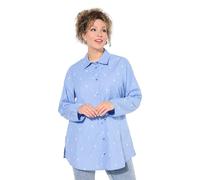 Ulla Popken Camicia, Ricamo Floreale, Taglio ad A, Colletto, Manica Lunga Blu Chiaro 58+ 835012720-58+