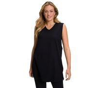 Ulla Popken Top Smanicato di Cotone dalle Linee morbide con Scollo a V Nero 46+ 531122100-46+