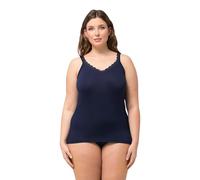 Ulla Popken Canottiera in Pizzo, bambù, Delicata sulla Pelle, Blu Notte, 52-54 Donna