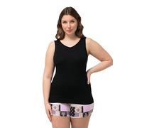 Ulla Popken Canottiera Intima con Scollo a V, in Cotone Modal 830345 T-Shirt, Nero, 52/54 IT Donna