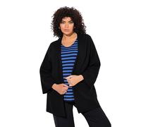 Ulla Popken Cardigan Aperto dal Taglio Svasato con Scollo a V e Maniche a 3/4 Nero 54+ 836209100-54+